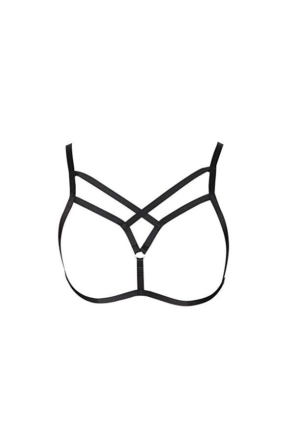 BANSSGOTH Harnais de Corps Femme Soutien-Gorge Punk Gothique Ceinture Cage à Lingerie Taille Ajustable Sangle de Poitrine Fes