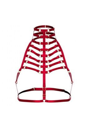 BANSSGOTH Harnais de corps femme Soutien-Gorge Punk gothique ceinture Cage à lingerie Festival rave Taille ajustable Sangle d