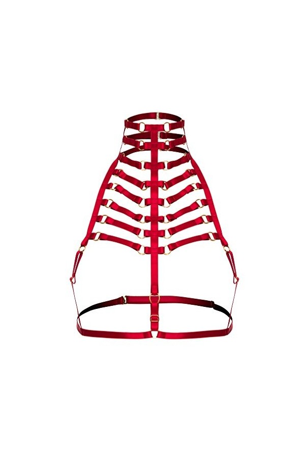 BANSSGOTH Harnais de corps femme Soutien-Gorge Punk gothique ceinture Cage à lingerie Festival rave Taille ajustable Sangle d