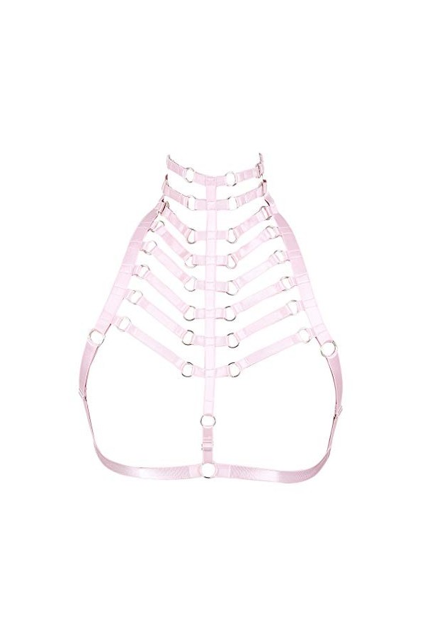 BANSSGOTH Harnais de corps femme Soutien-Gorge Punk gothique ceinture Cage à lingerie Festival rave Taille ajustable Sangle d