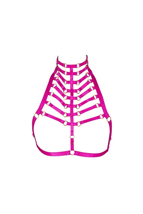 BANSSGOTH Harnais de corps femme Soutien-Gorge Punk gothique ceinture Cage à lingerie Festival rave Taille ajustable Sangle d