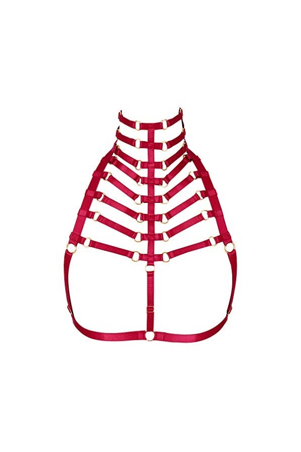 BANSSGOTH Harnais de corps femme Soutien-Gorge Punk gothique ceinture Cage à lingerie Festival rave Taille ajustable Sangle d
