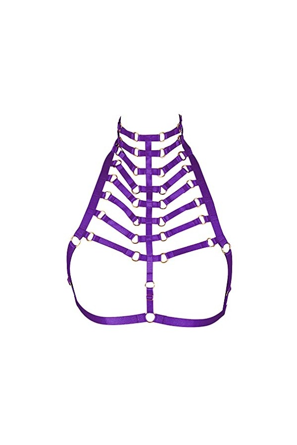 BANSSGOTH Harnais de corps femme Soutien-Gorge Punk gothique ceinture Cage à lingerie Festival rave Taille ajustable Sangle d