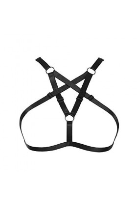 JELINDA Harnais élastique pour femme - Lingerie - Soutien-gorge à cage, style punk, gothique, creux - Vêtement de danse - - T
