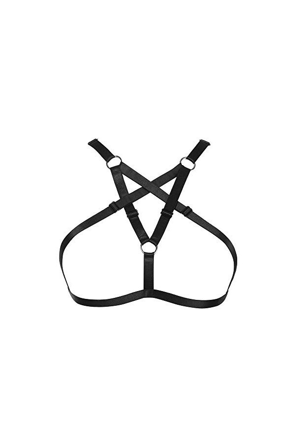 JELINDA Harnais élastique pour femme - Lingerie - Soutien-gorge à cage, style punk, gothique, creux - Vêtement de danse - - T