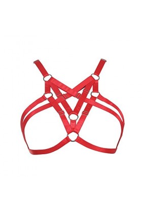 JELINDA Harnais élastique pour femme - Lingerie - Soutien-gorge à cage, style punk, gothique, creux - Vêtement de danse - - T