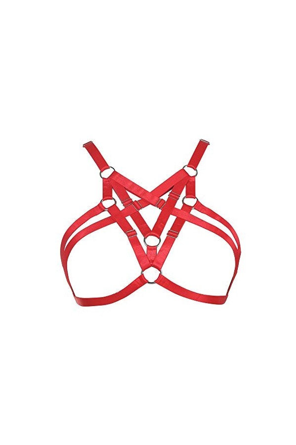 JELINDA Harnais élastique pour femme - Lingerie - Soutien-gorge à cage, style punk, gothique, creux - Vêtement de danse - - T
