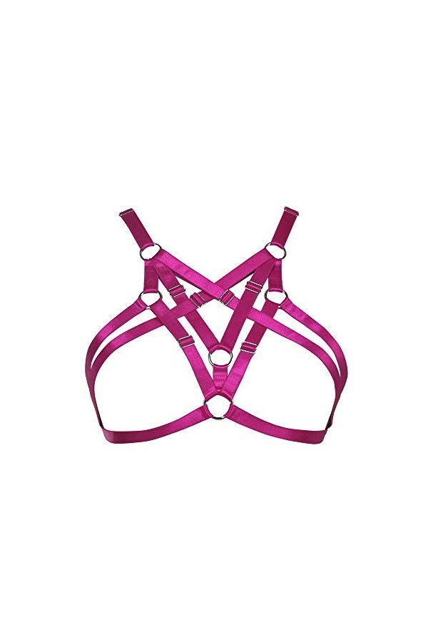 JELINDA Harnais élastique pour femme - Lingerie - Soutien-gorge à cage, style punk, gothique, creux - Vêtement de danse - - T