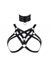 JELINDA Harnais élastique pour femme - Lingerie - Soutien-gorge à cage, style punk, gothique, creux - Vêtement de danse - - T