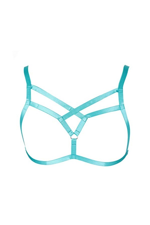 MAMOHSS Femmes Moderne Élégant Lingerie Élastique Cage Brassières Body Harnais Cupless Bretelles Bralette Plus Taille - Vert 
