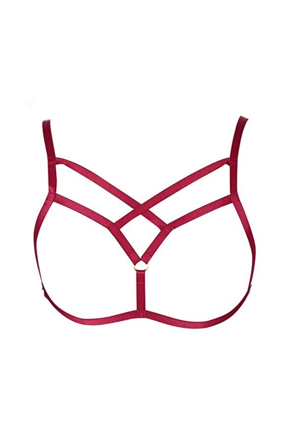 MAMOHSS Femmes Moderne Élégant Lingerie Élastique Cage Brassières Body Harnais Cupless Bretelles Bralette Plus Taille - Vert 