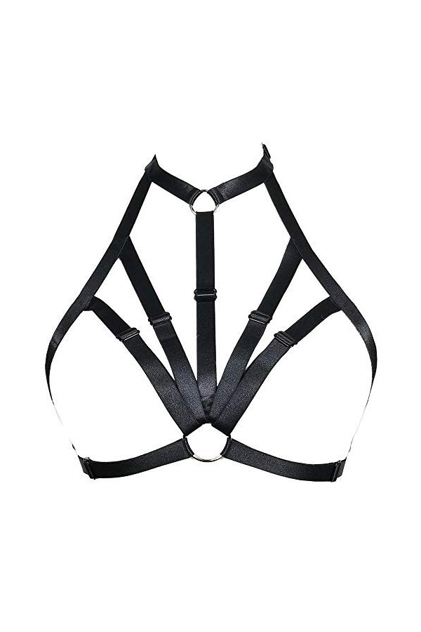 JELINDA Soutien-gorge harnais de corps pour femme avec cage, dos nu, style gothique - - Taille Unique