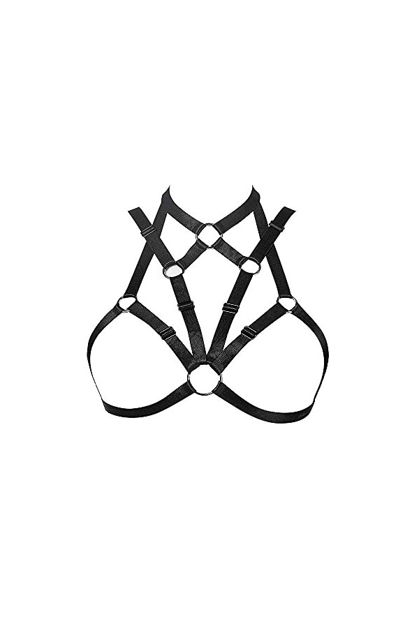 JELINDA Soutien-gorge harnais de corps pour femme avec cage, dos nu, style gothique - - Taille Unique