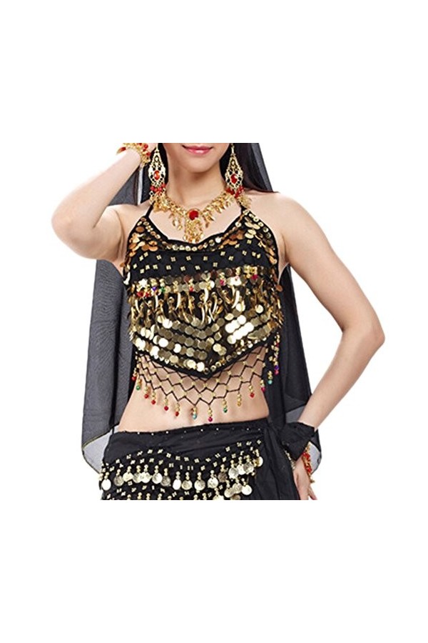 BellyLady Licol Tribal Belly Dance Soutien Gorge Bandage avec Coussin Yellow