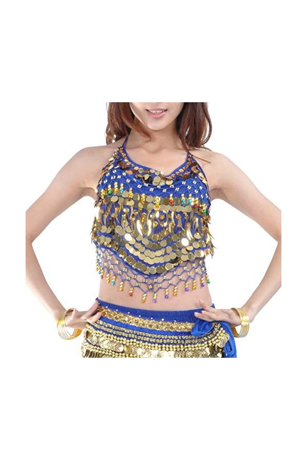 BellyLady Licol Tribal Belly Dance Soutien Gorge Bandage avec Coussin Yellow
