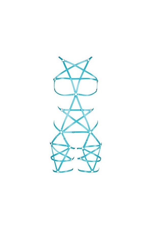 BANSSGOTH Femmes Harness Soutien-Gorge Punk Gothique Carnaval Creux Harnais élastique Ensemble De Soutien-Gorge Accessoires 