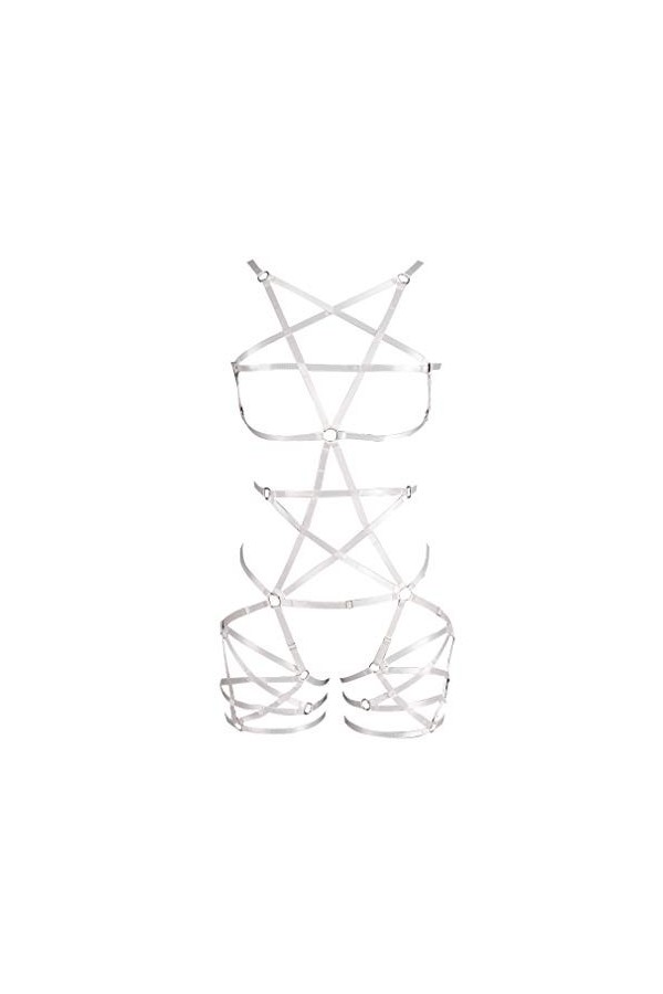 BANSSGOTH Femmes Harness Soutien-Gorge Punk Gothique Carnaval Creux Harnais élastique Ensemble De Soutien-Gorge Accessoires 