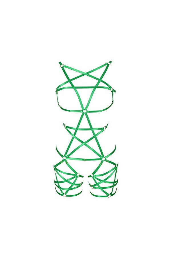 BANSSGOTH Femmes Harness Soutien-Gorge Punk Gothique Carnaval Creux Harnais élastique Ensemble De Soutien-Gorge Accessoires 