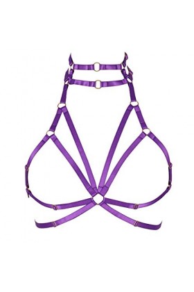 Harnais de corps pour femme - En tissu extensible - Style gothique - Pour Halloween - Grande taille, violet, Taille Unique
