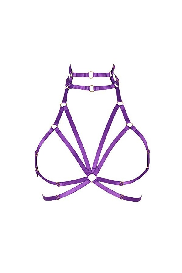 Harnais de corps pour femme - En tissu extensible - Style gothique - Pour Halloween - Grande taille, violet, Taille Unique