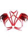 PETMHS Femme Plume Soutien-Gorge Harness Strappy Tops Punk Harnais pour Bretelles Élastiques sans Cuisses Creux Out Épaulette