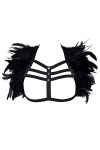 Epaulets à plumes pour femme - Harnais de corps - Lingerie punk - Sangle de poitrine - Festival rave brûlant homme, Couleur p
