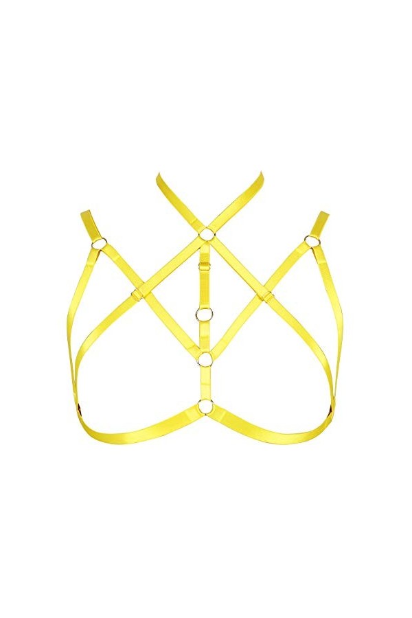 BANSSGOTH Femmes hauts harnais soutien-gorge Punk gothique ceinture évider élastique cage Costume de danse Halloween Festival