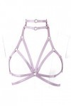Harnais Body Femme Soutien-gorge Cage Ceinture Punk Gothique Tissu Extensible Danse Taille Réglable Halloween Rave, violet, t