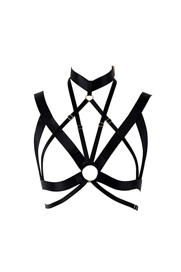 PETMHS Harnais pour femme - Élastique - Poitrine - Punk - Body - Harnais tendance - Pour femme - Style punk goth festival - L