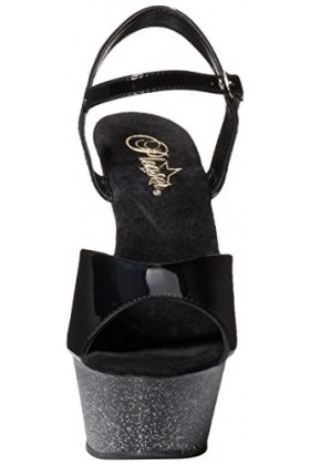 Pleaser Kiss-209mg, Sandales Plateforme femme, Noir - Negro Negro Blk/Blk Glitter , 35