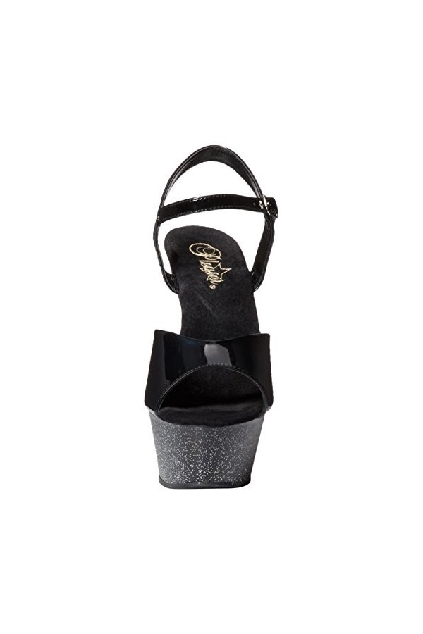 Pleaser Kiss-209mg, Sandales Plateforme femme, Noir - Negro Negro Blk/Blk Glitter , 35
