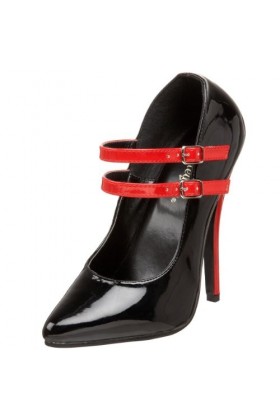 Pleaser Domina-442 - Escarpins à Talons Hauts Sexy fétichiste 35-45, Blk Red Pat, 37 EU