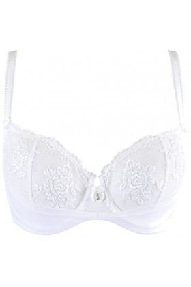 Axami Soutien-gorge balconnet transparent avec motif floral blanc, Blanc., 90E