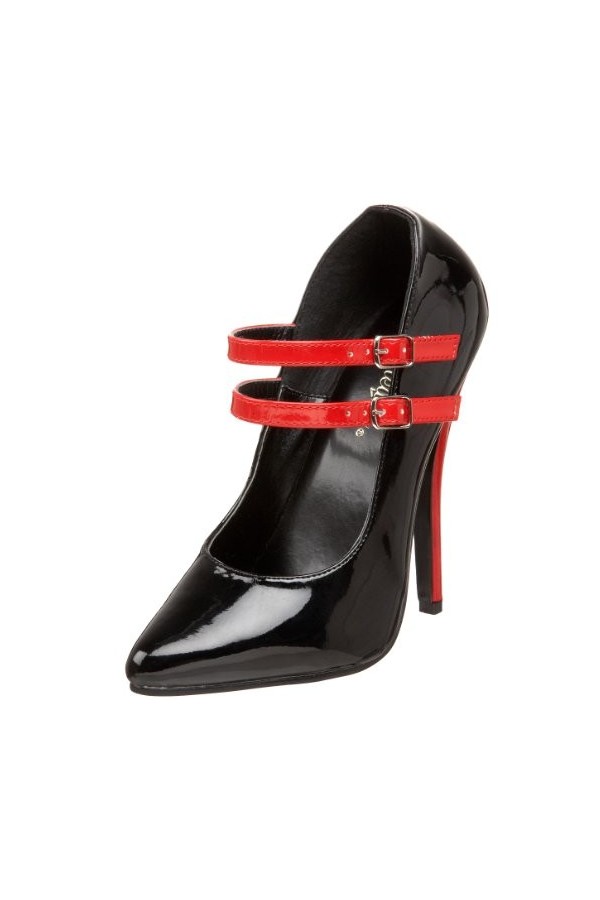 Pleaser Domina-442 - Escarpins à Talons Hauts Sexy fétichiste 35-45, Blk Red Pat, 37 EU