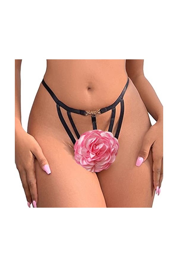 GilRu Impression de Mode féminine évider avec des Culottes de Lingerie de Fleurs Ensemble sous-vêtements Sexy Lingerie Lapin 