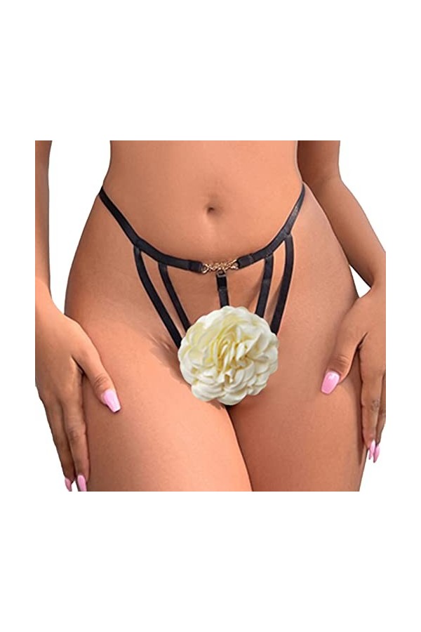 GilRu Impression de Mode féminine évider avec des Culottes de Lingerie de Fleurs Ensemble sous-vêtements Sexy Lingerie Lapin 