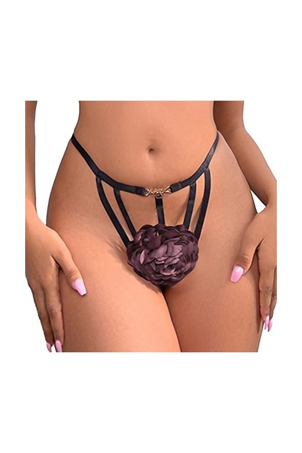 GilRu Impression de Mode féminine évider avec des Culottes de Lingerie de Fleurs Ensemble sous-vêtements Sexy Lingerie Lapin 