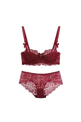 WENJUN Ensemble soutien-gorge et culotte pour femme, grande taille, lingerie sexy en dentelle, ensemble de lingerie deux pièc