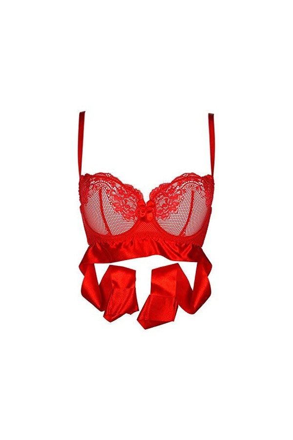 Axami M134 Soutien-gorge à armatures avec bande de satin - Rouge - 75 cm