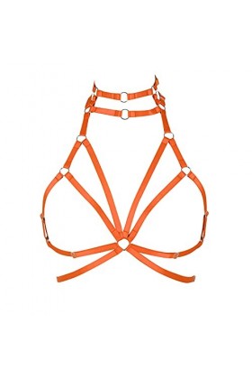 Harnais de corps pour femme en tissu extensible style gothique Halloween grande taille avec sangle de poitrine, Orange, Taill