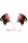 BANSSGOTH Épaulettes en Plumes Harnais de Corps Femme Soutien-Gorge Cage à Lingerie Festival Rave Homme brûlant Sangle de Poi