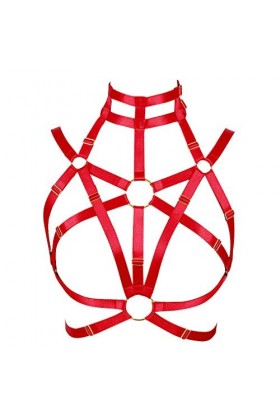 MAMOHSS - Harnais de corps pour femme - Fait à la main - Élastique réglable - Taille plus - Rose - Taille Unique