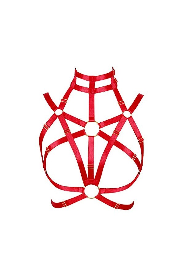 MAMOHSS - Harnais de corps pour femme - Fait à la main - Élastique réglable - Taille plus - Rose - Taille Unique