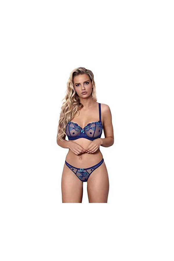 Axami Soutien-gorge balconnet pour femme. - Bleu - 70 cm