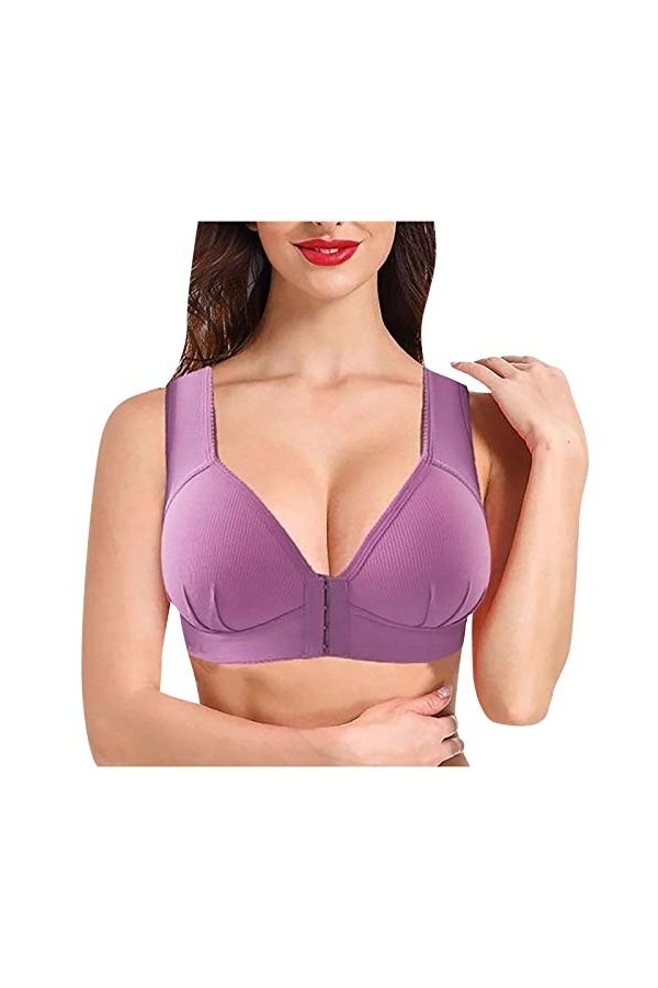 HANXIULIN Soutien-gorge à fermeture avant pour femme - Fermeture avant - Sans fermeture à lavant - Bustier solide - Rembourr