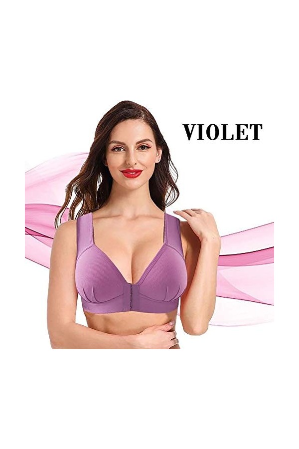 HANXIULIN Soutien-gorge à fermeture avant pour femme - Fermeture avant - Sans fermeture à lavant - Bustier solide - Rembourr