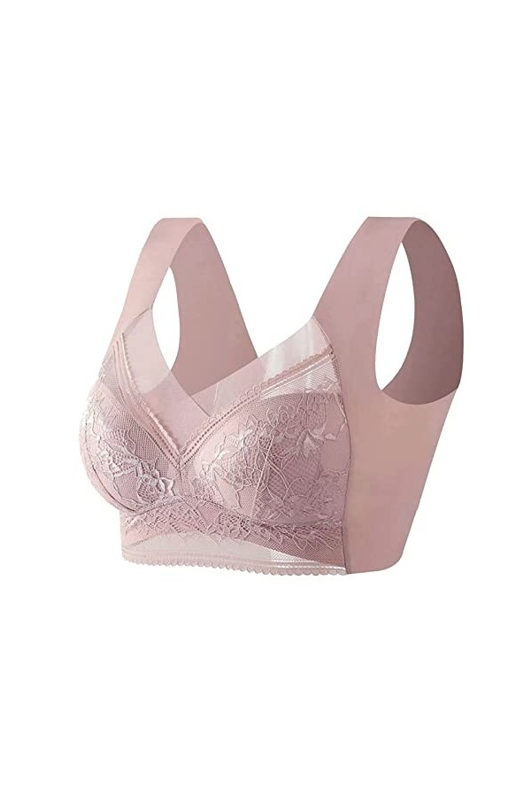 HANXIULIN Soutien-gorge à bonnets pleins pour femme - En coton - Sans rembourrage - Minimizer - Pour yoga et fitness - Sans c