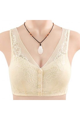 TDEOK Livraison Gratuite Avant Réglable Dentelle Respirant Fermeture Extra Élastique pour Femmes Dames Bustier, kaki, S