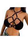 Lingerie sexy à bretelles pour femme, Noir , S