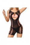 Mesdames sous-vêtements Sexy été résille évider avec perceuse Sexy Lingerie Net Pyjamas Body Ouvert Sexy Hot Black, One Size